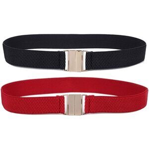 Women's Slim Thin Waist Belt Full-elastic Simple Gold Buckle Narrow Girdle For😍